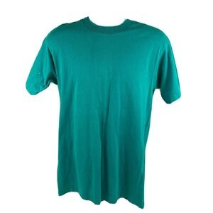 Vintage 90s Fruit Of The Loom Blank Single Stitch Teal Green T-Shirt USA Size XL